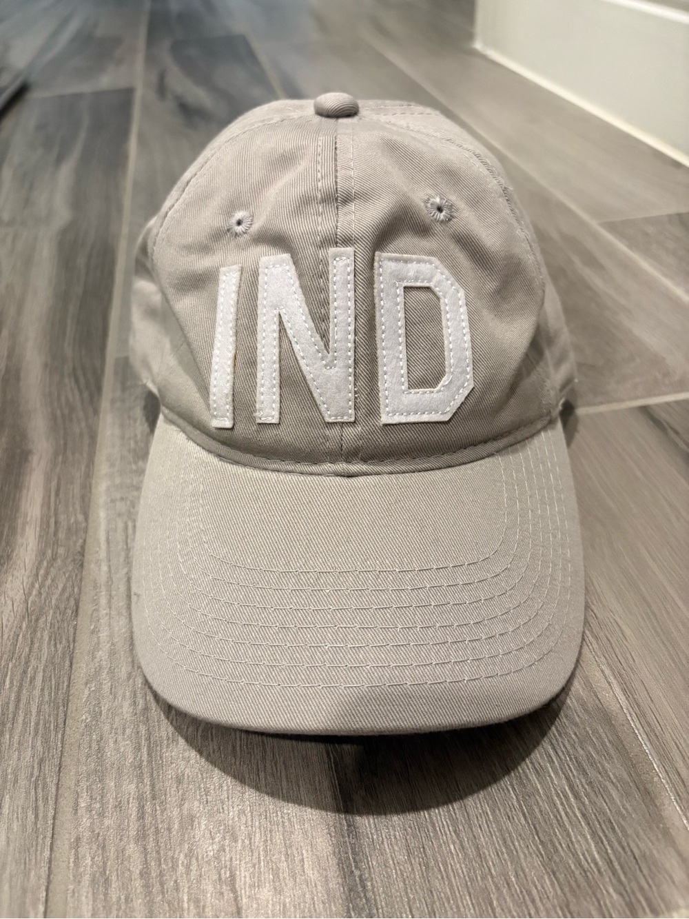 Gray 'IND' Embroidered Baseball Cap